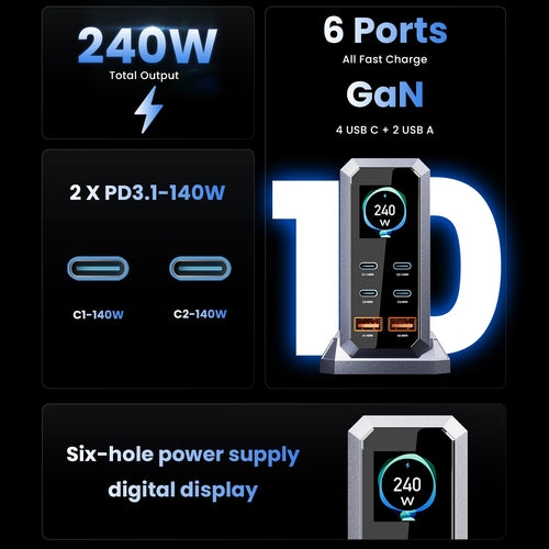 240W GaN 6-Port Fast Charger