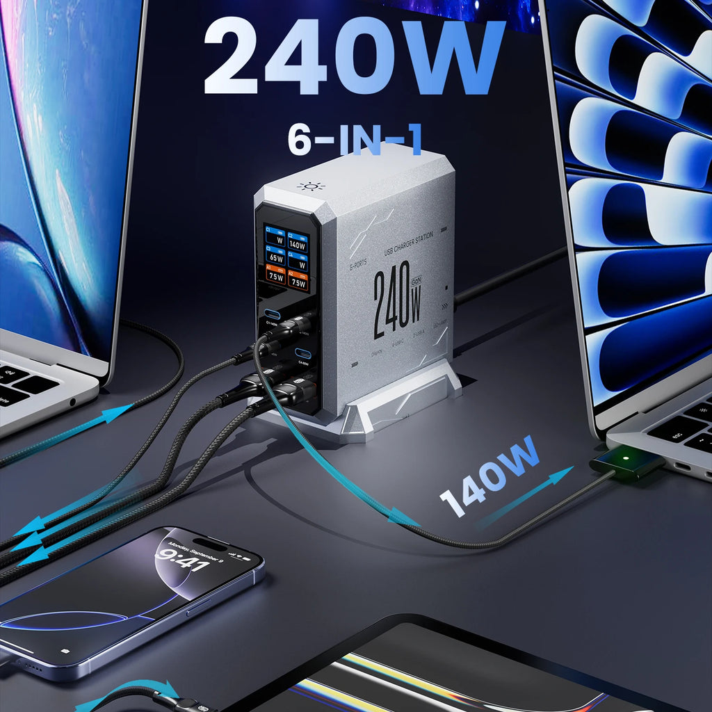 240W GaN 6-Port Fast Charger