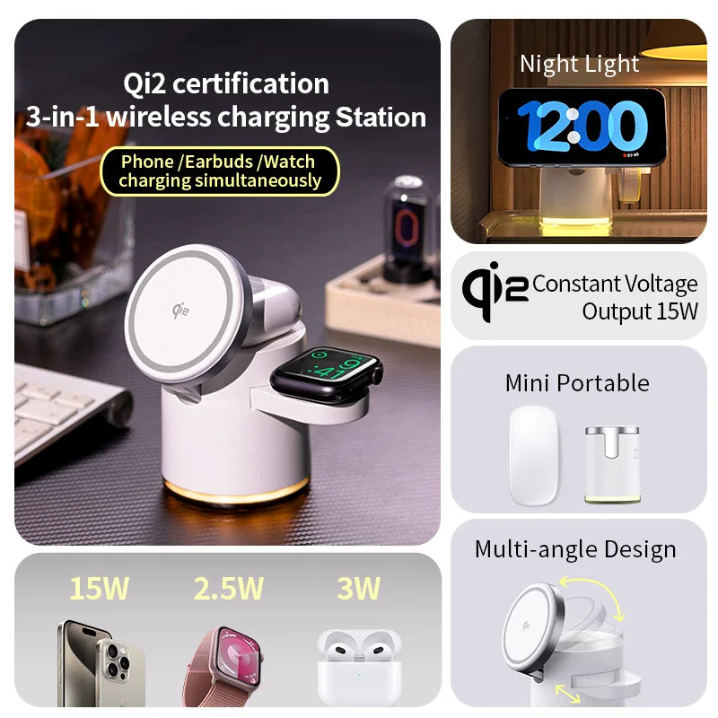 3-in-1 Qi2 Wireless Charging Station