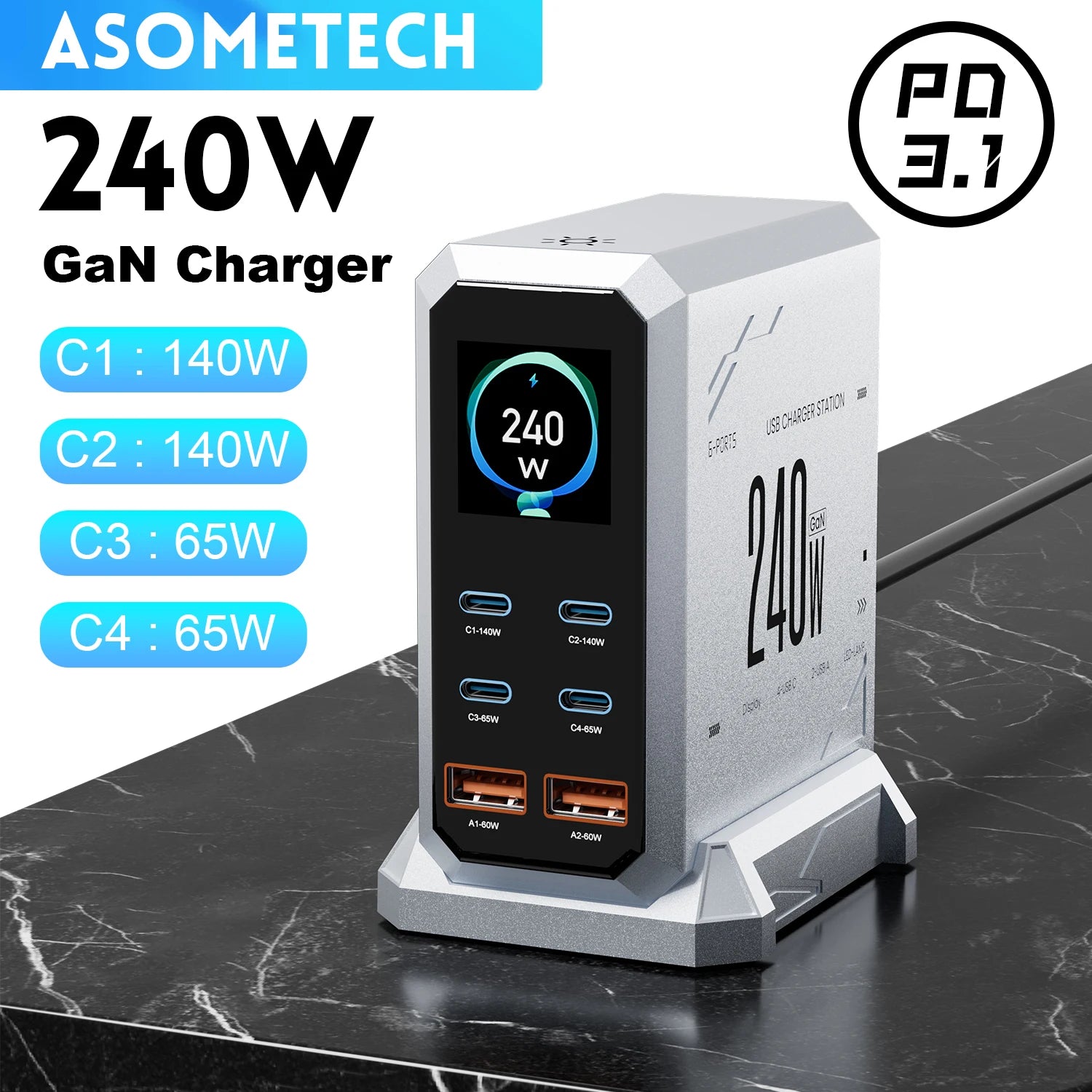 240W GaN 6-Port Fast Charger