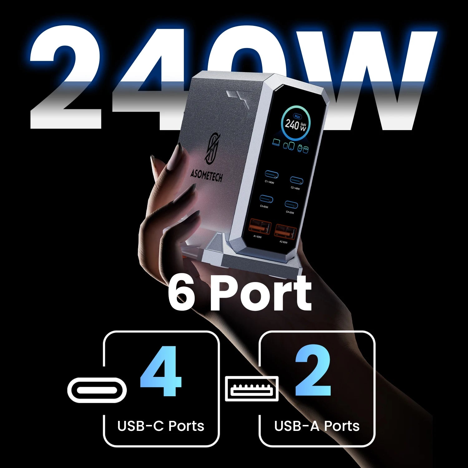 240W GaN 6-Port Fast Charger